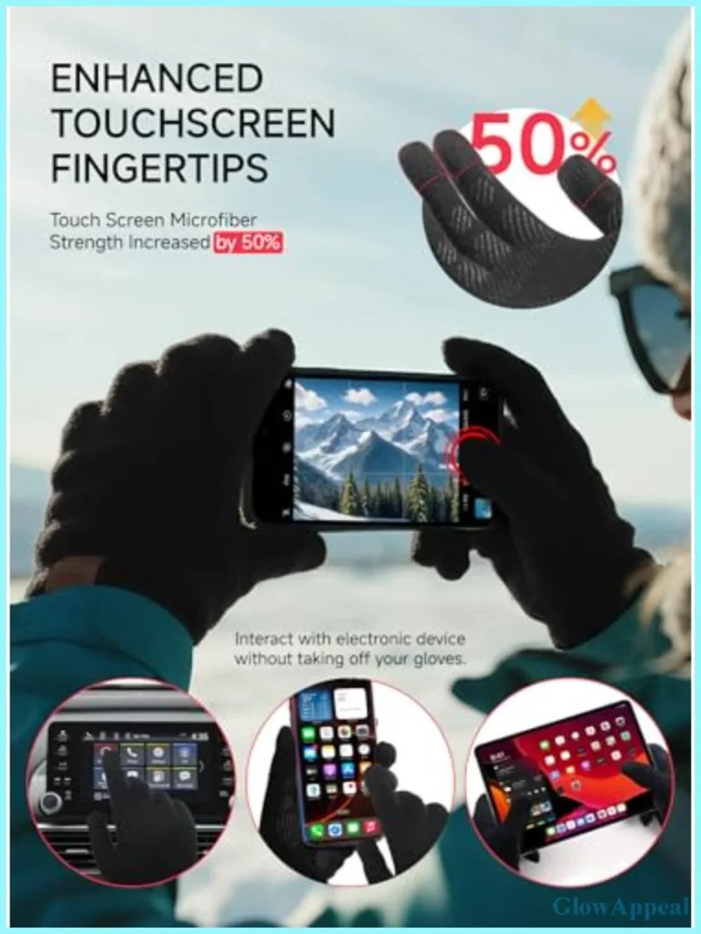 Merino Wool Touchscreen Gloves Non-Slip Knitted Winter Gloves for Men Women